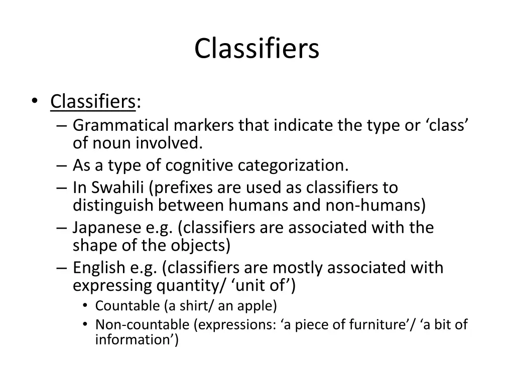 classifiers