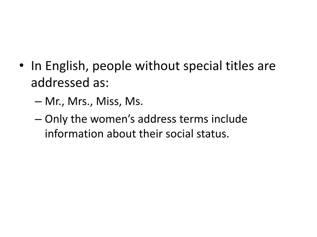 in english people without special titles