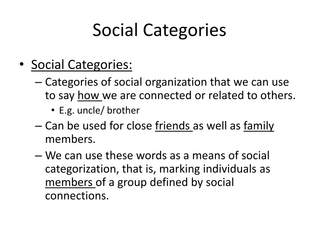 social categories
