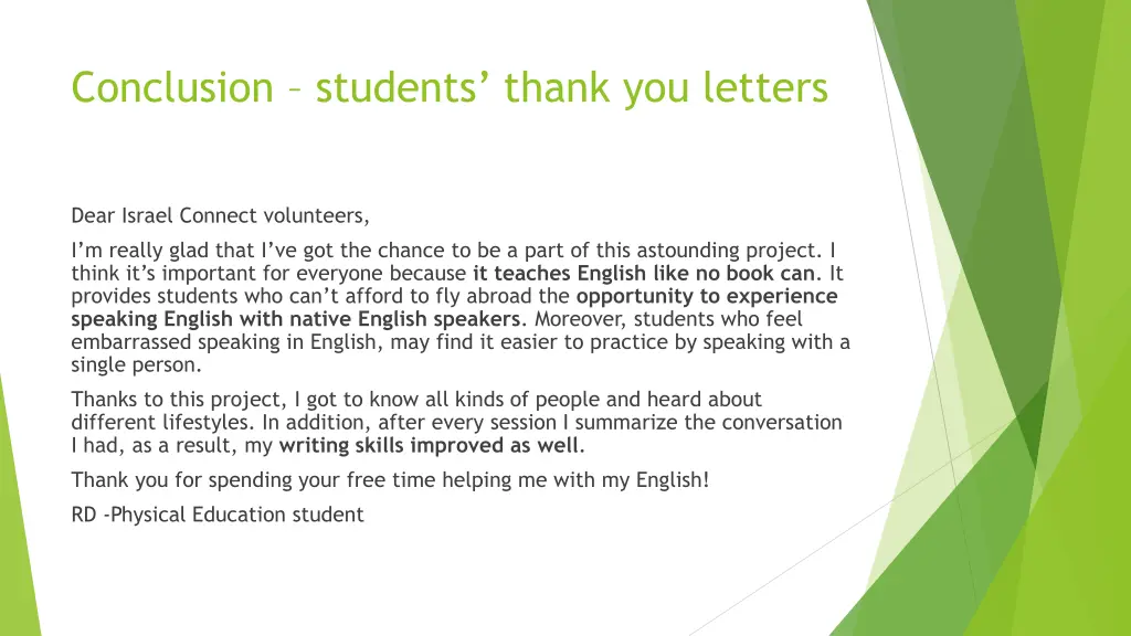 conclusion students thank you letters