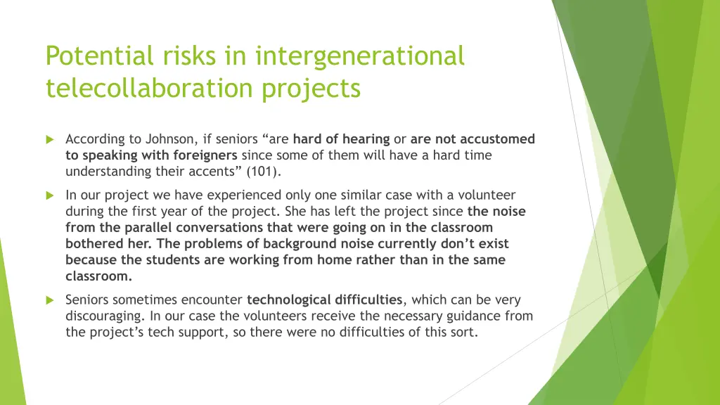potential risks in intergenerational