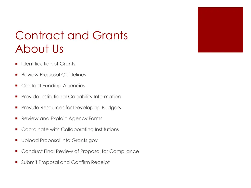 contract and grants about us