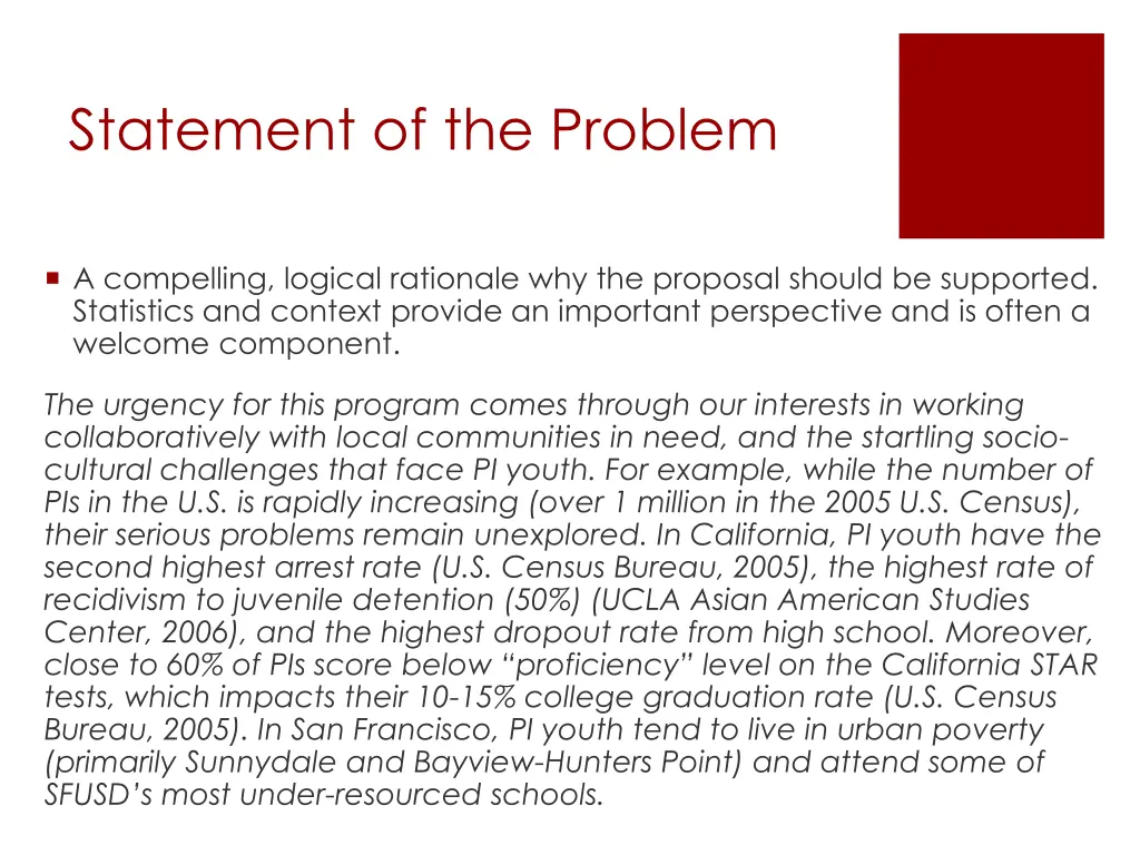 statement of the problem