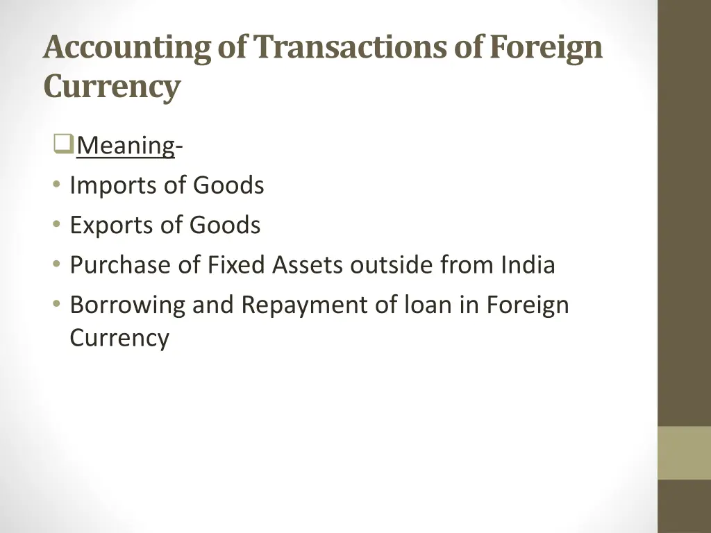 accounting of transactions of foreign currency
