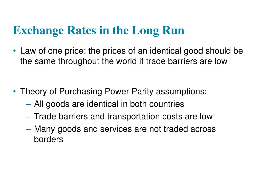 exchange rates in the long run