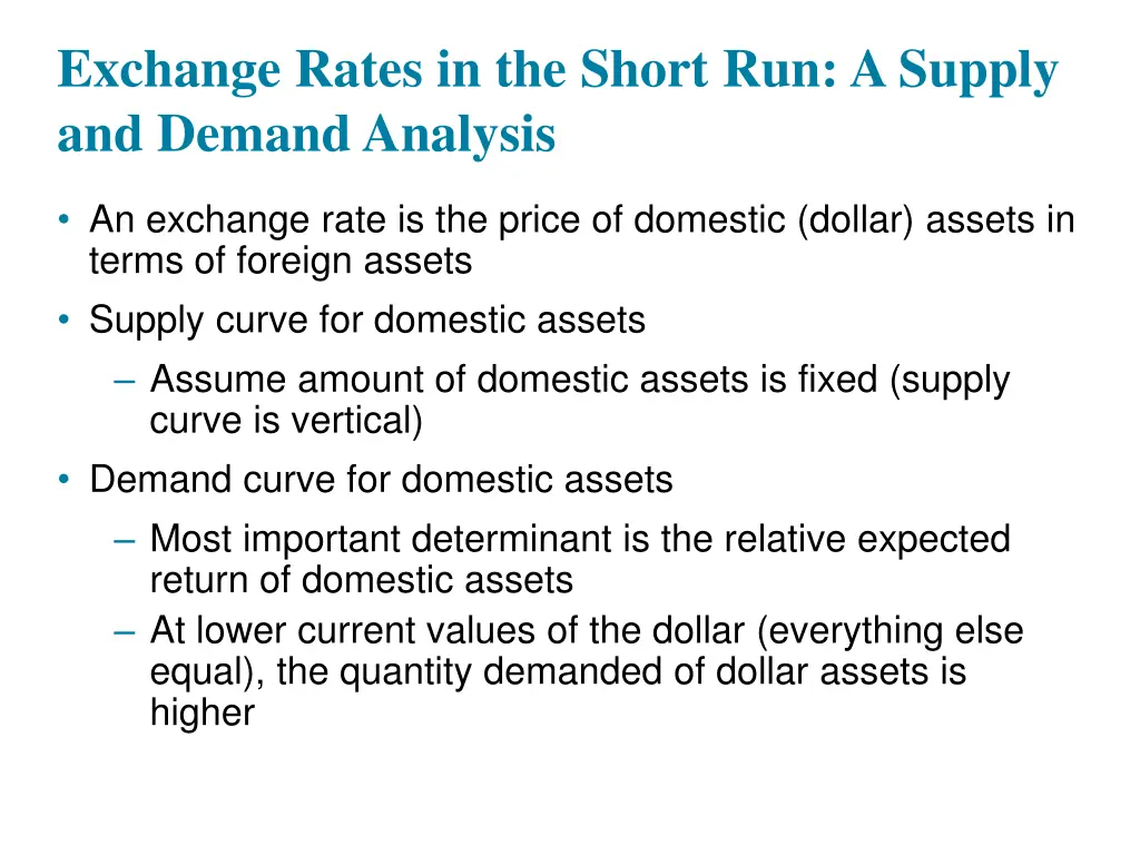 exchange rates in the short run a supply