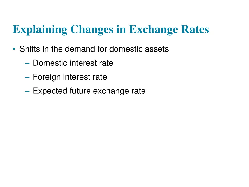 explaining changes in exchange rates