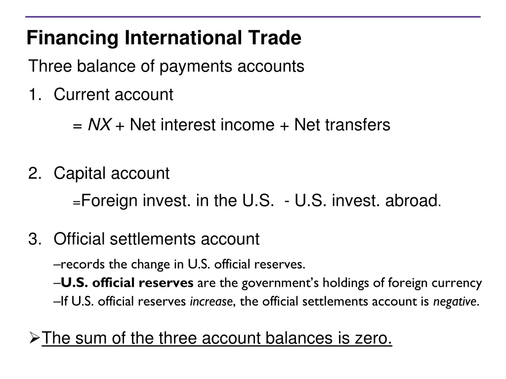 financing international trade three balance
