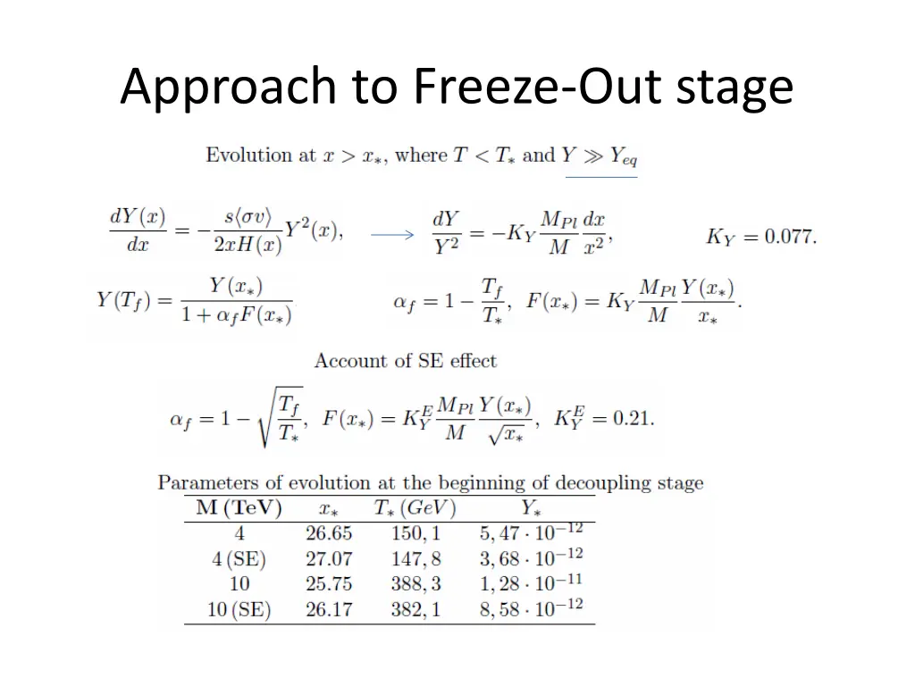 approach to freeze out stage