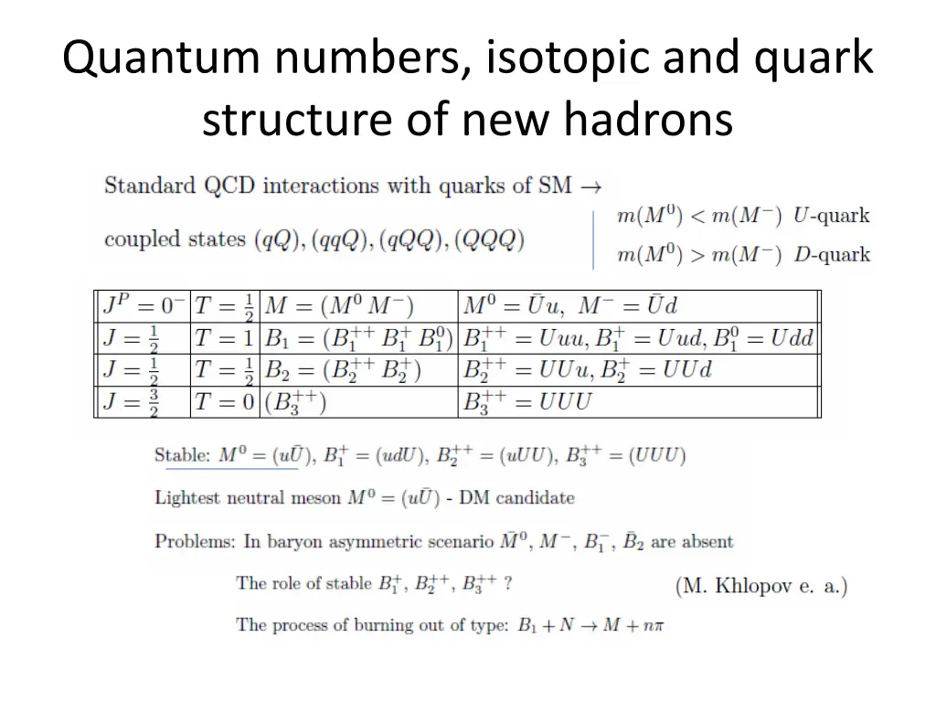 quantum numbers isotopic and quark structure
