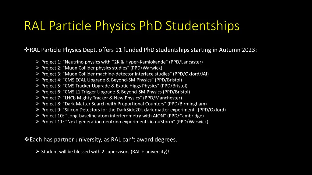 ral particle physics phd studentships