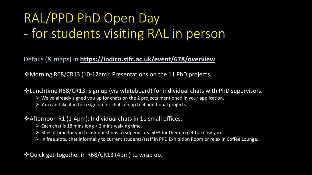ral ppd phd open day for students visiting