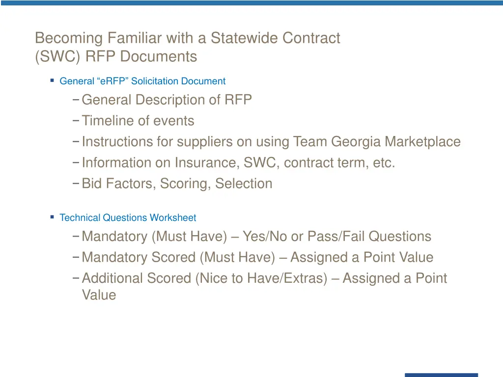 becoming familiar with a statewide contract