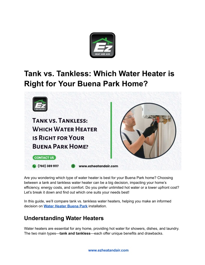 tank vs tankless which water heater is right