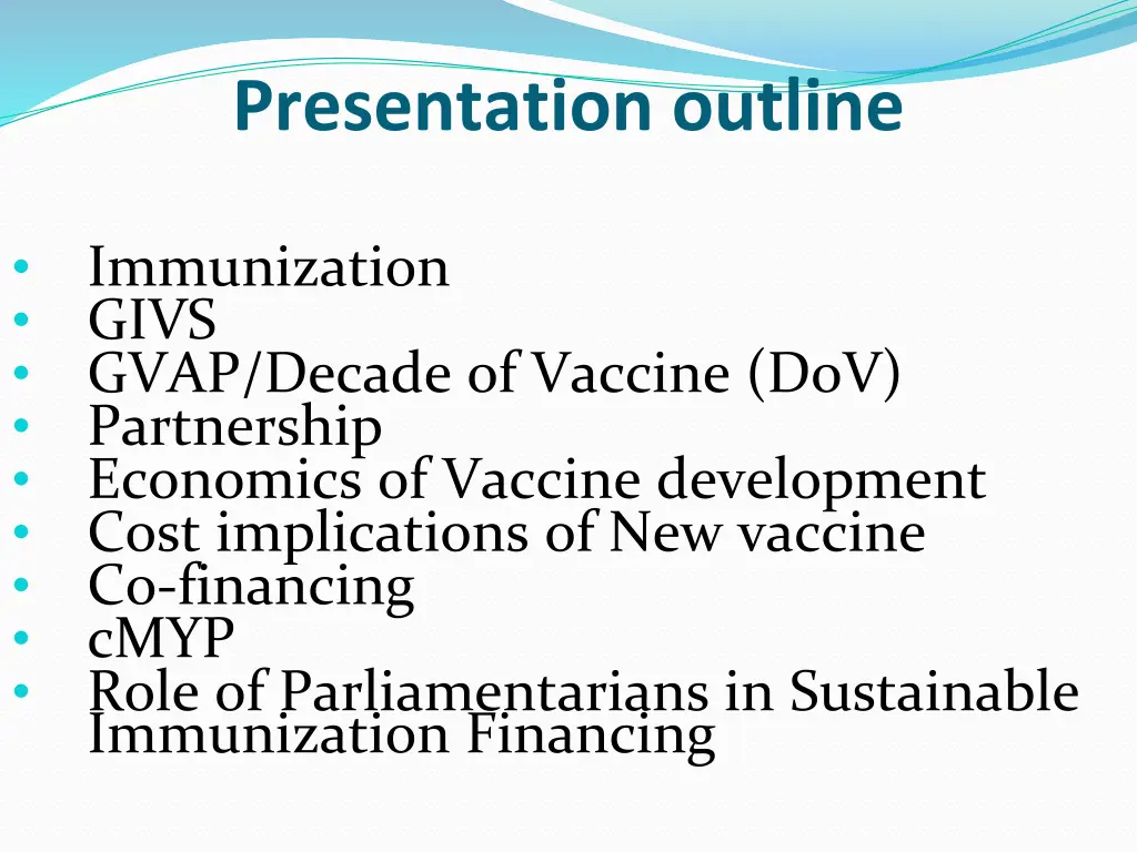 presentation outline