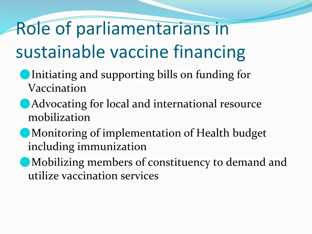 role of parliamentarians in sustainable vaccine
