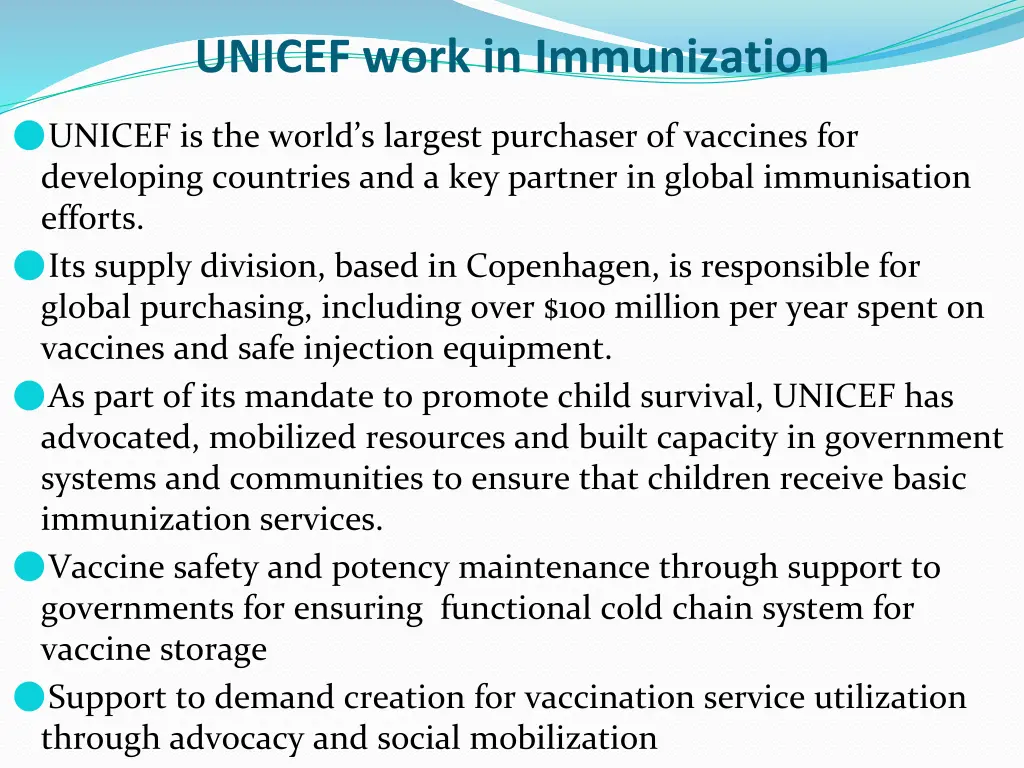 unicef work in immunization