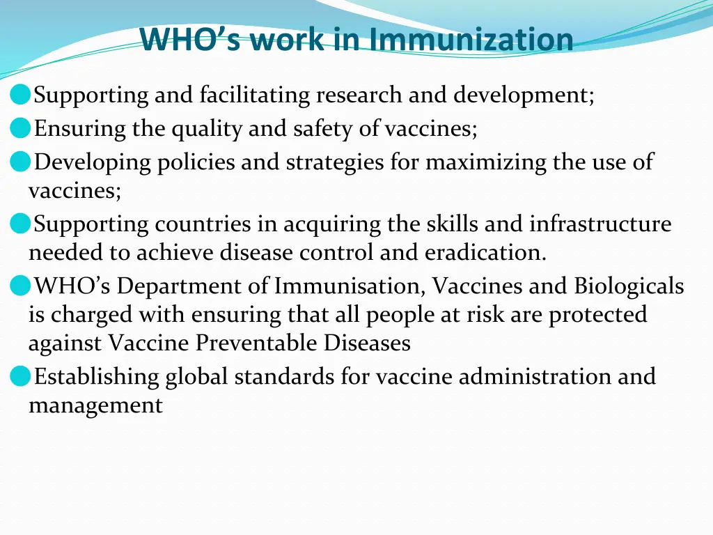 who s work in immunization
