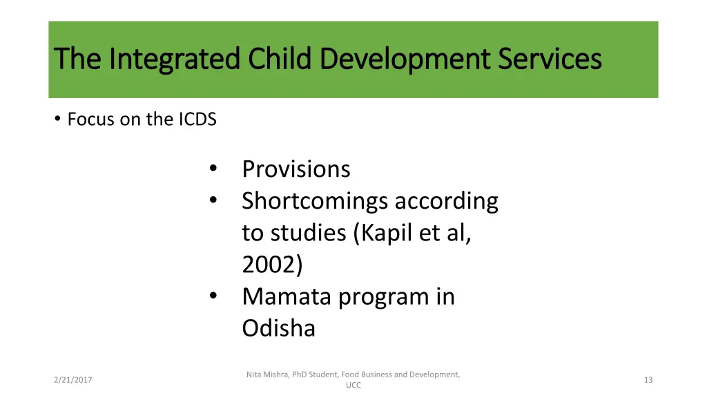 the integrated child development services