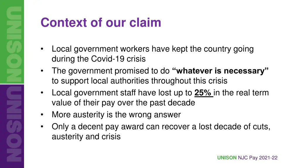 context of our claim