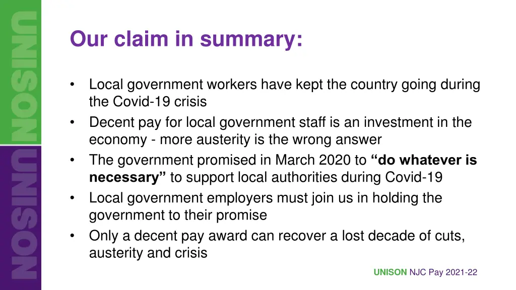 our claim in summary
