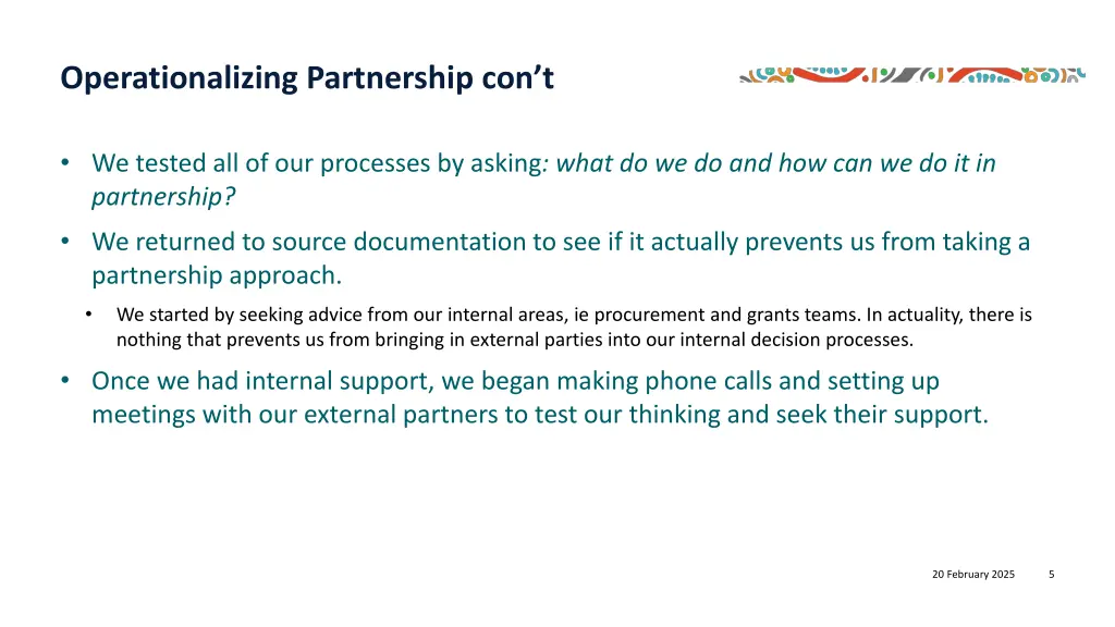 operationalizing partnership con t