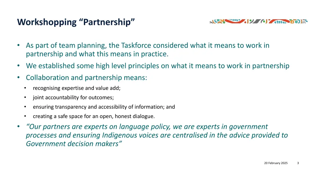 workshopping partnership