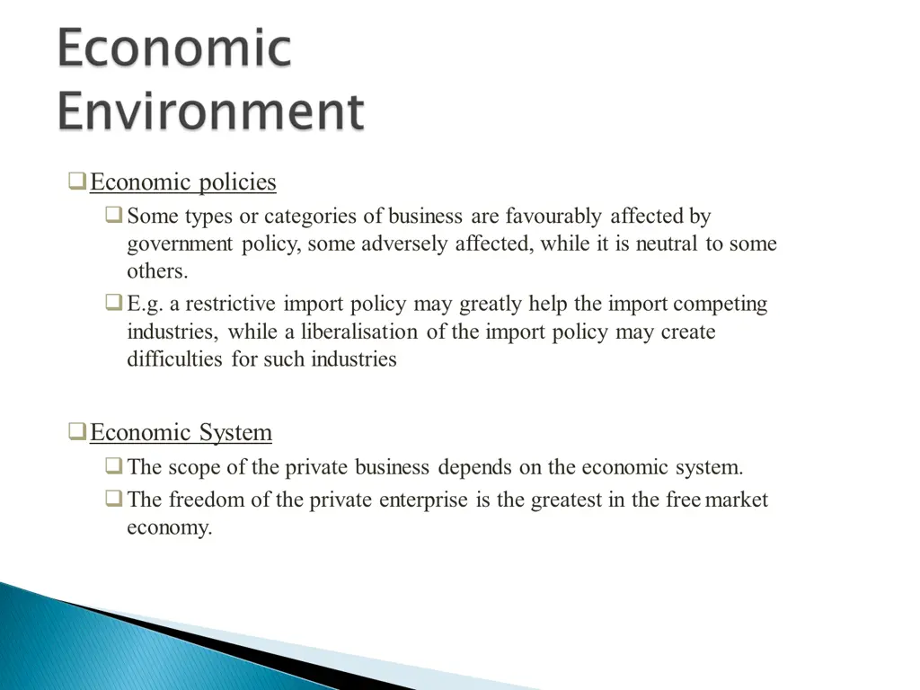 economic policies some types or categories