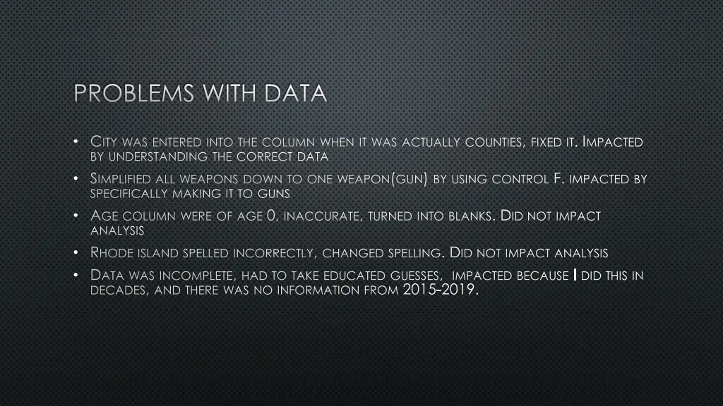 problems with data