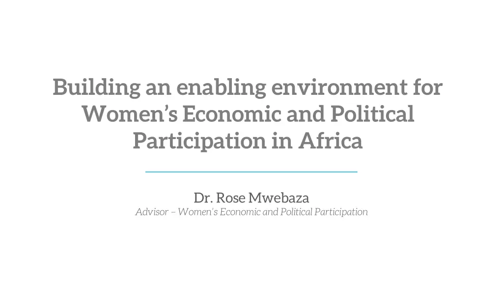 building an enabling environment for women