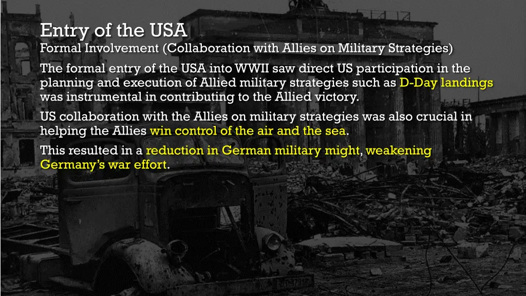 entry of the usa formal involvement collaboration