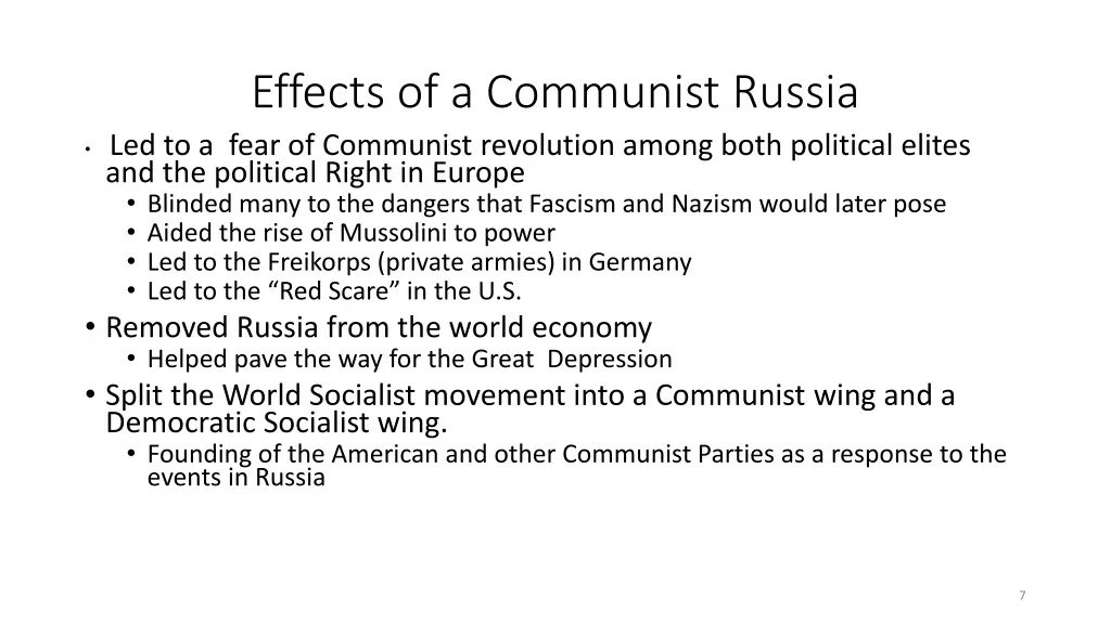 effects of a communist russia