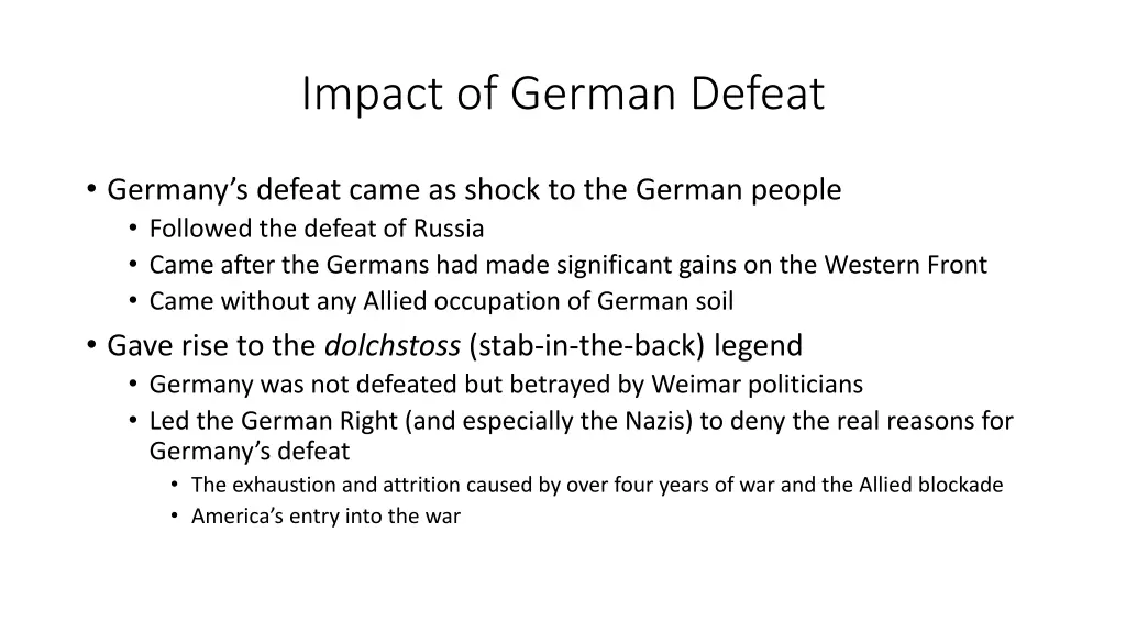 impact of german defeat