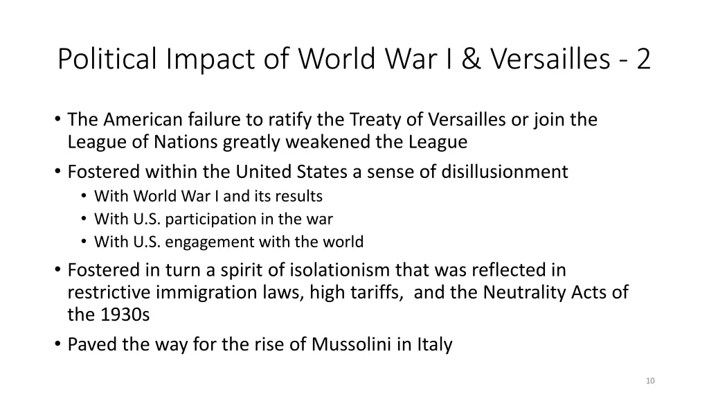 political impact of world war i versailles 2
