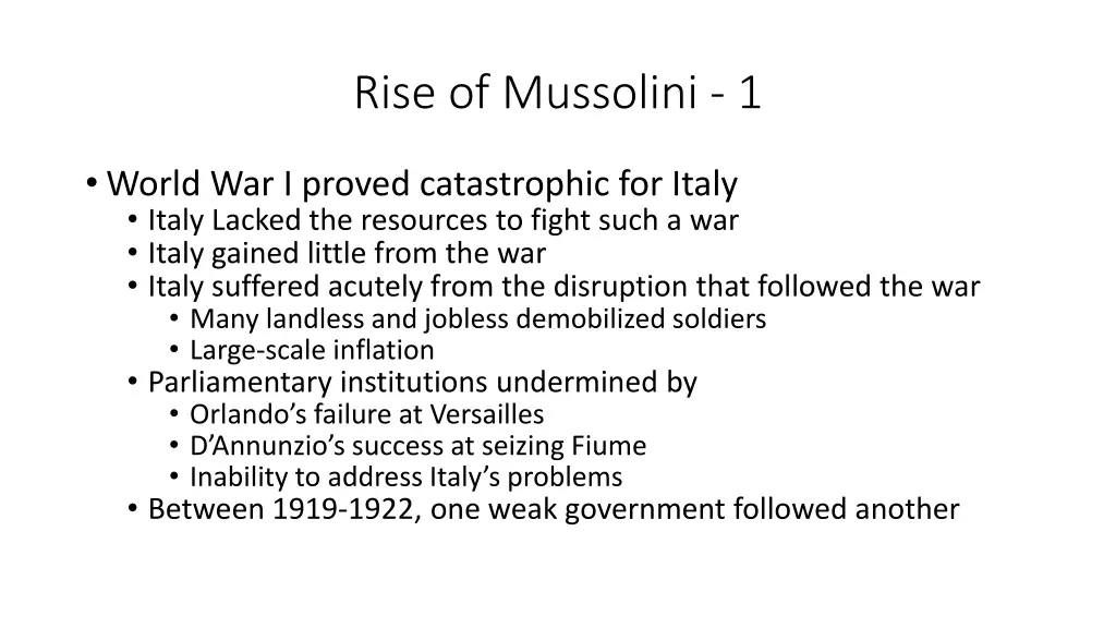 rise of mussolini 1