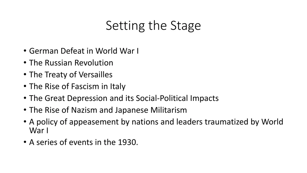 setting the stage