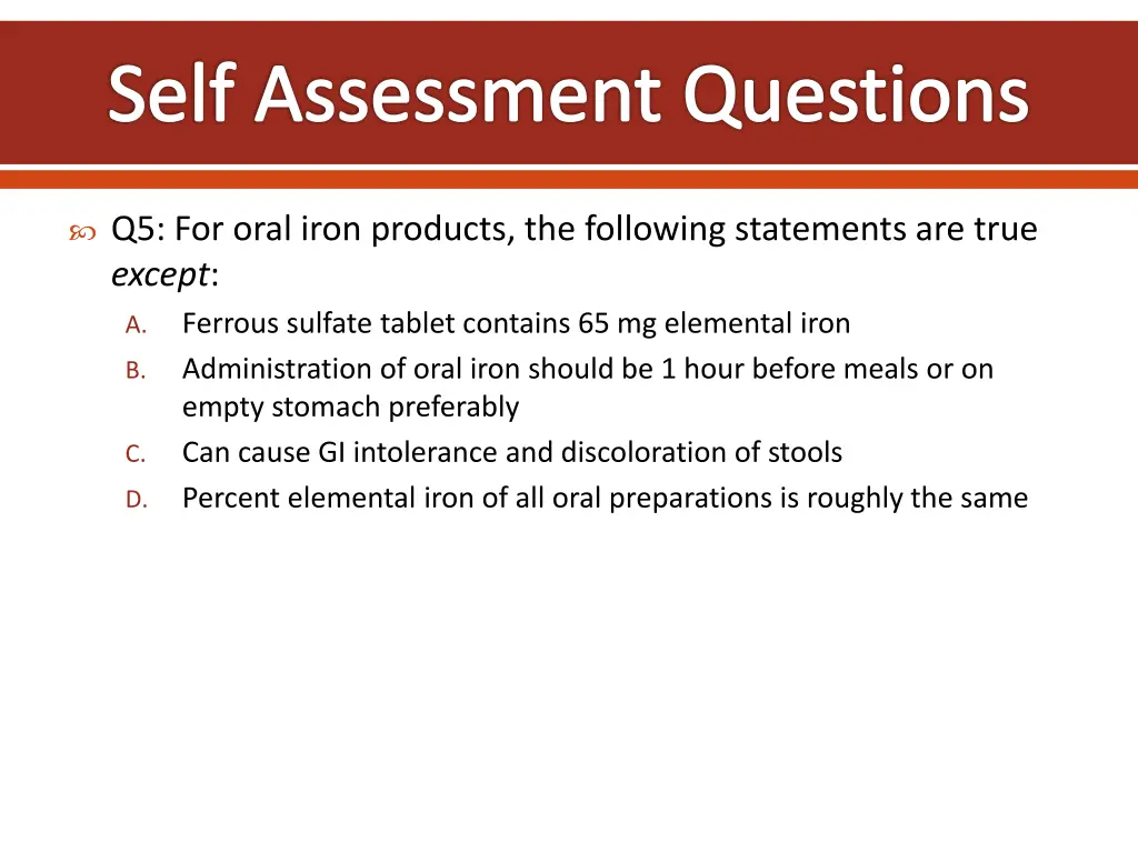 self assessment questions 4