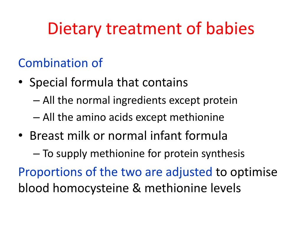 dietary treatment of babies