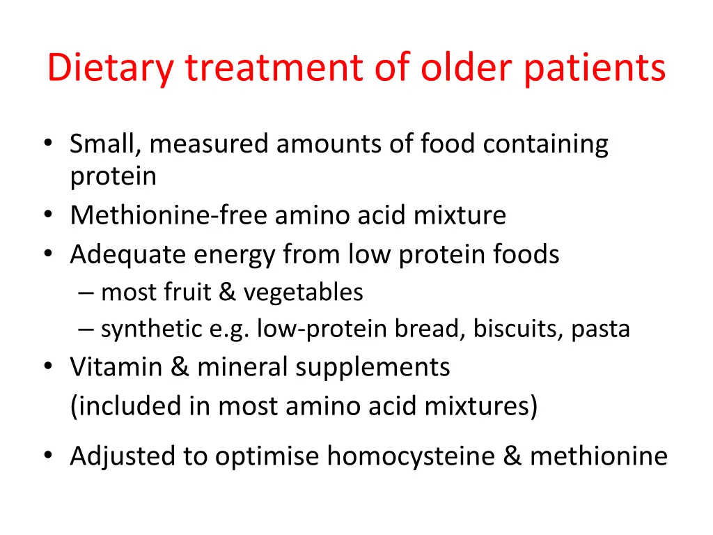 dietary treatment of older patients