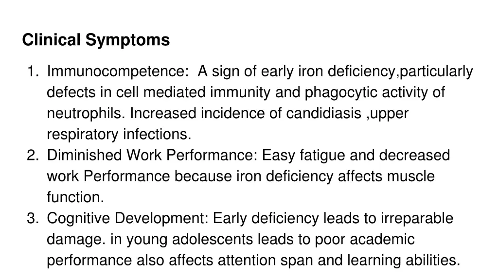 clinical symptoms