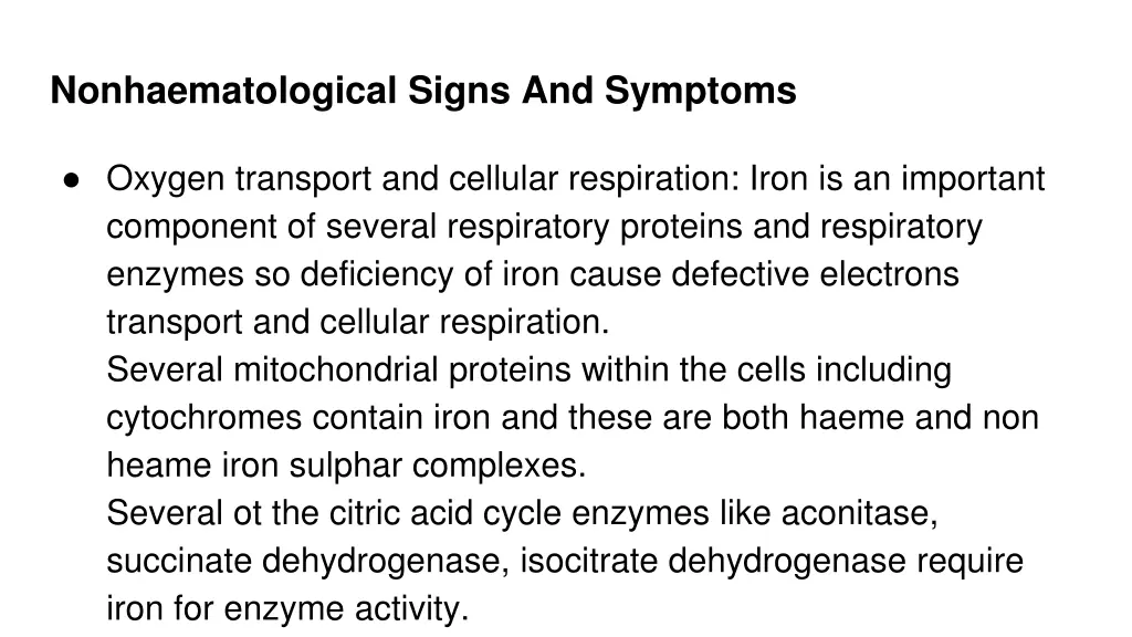 nonhaematological signs and symptoms