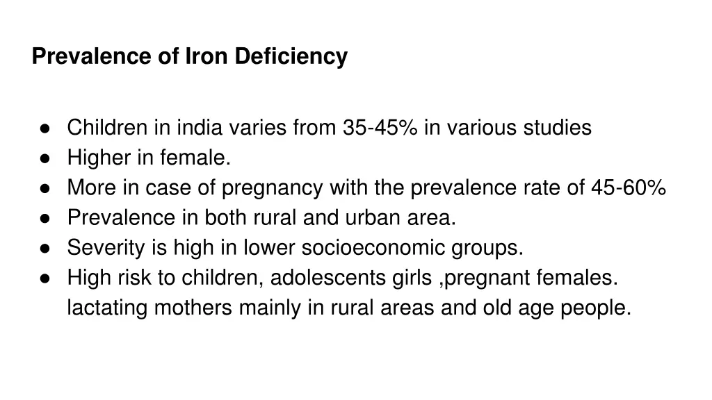 prevalence of iron deficiency