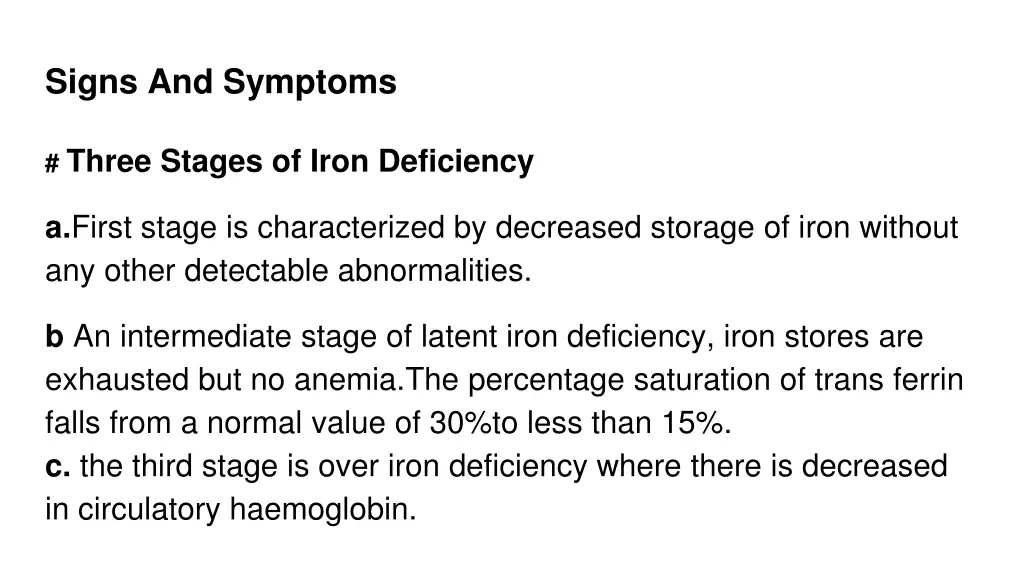 signs and symptoms
