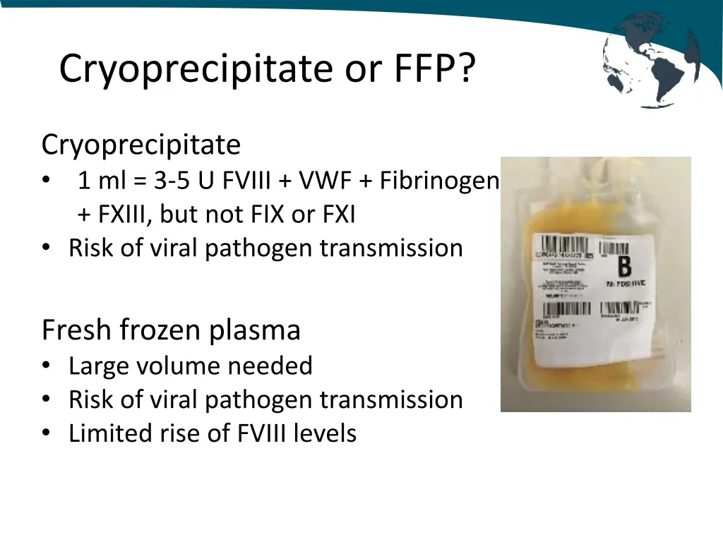 cryoprecipitate or ffp