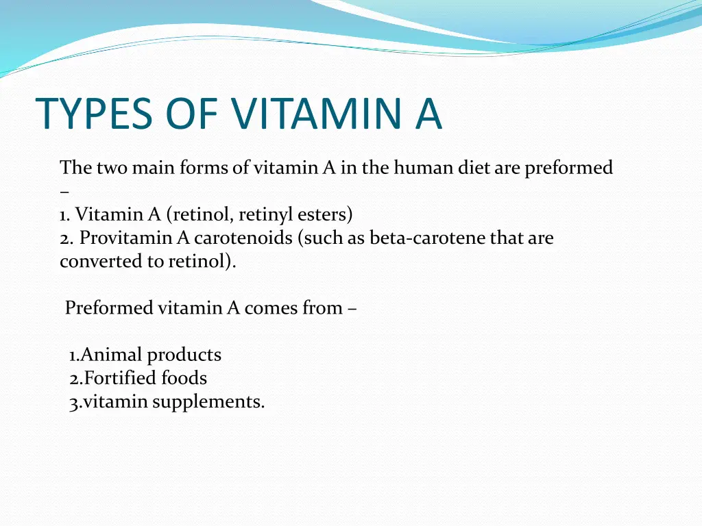 types of vitamin a