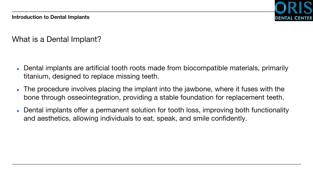 introduction to dental implants