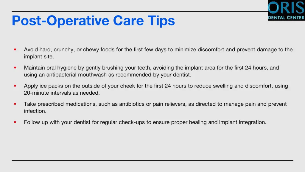 post operative care tips