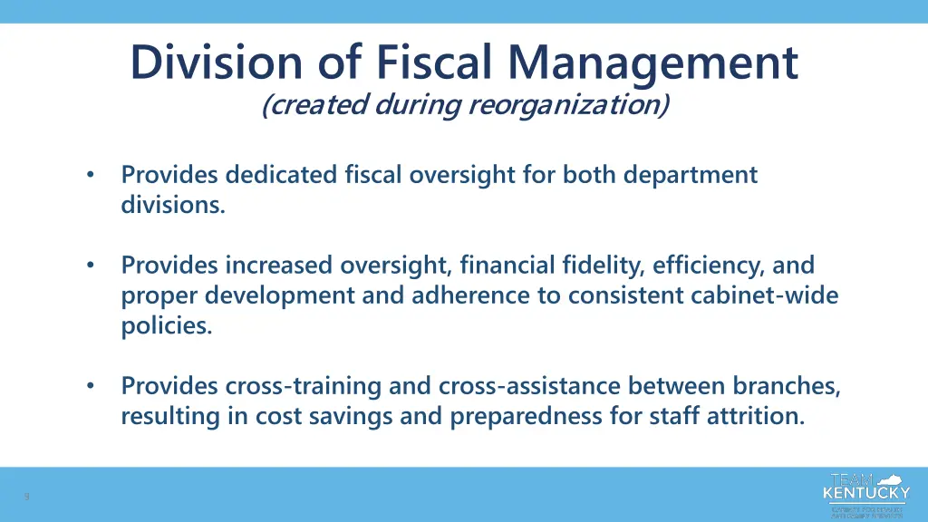 division of fiscal management created during