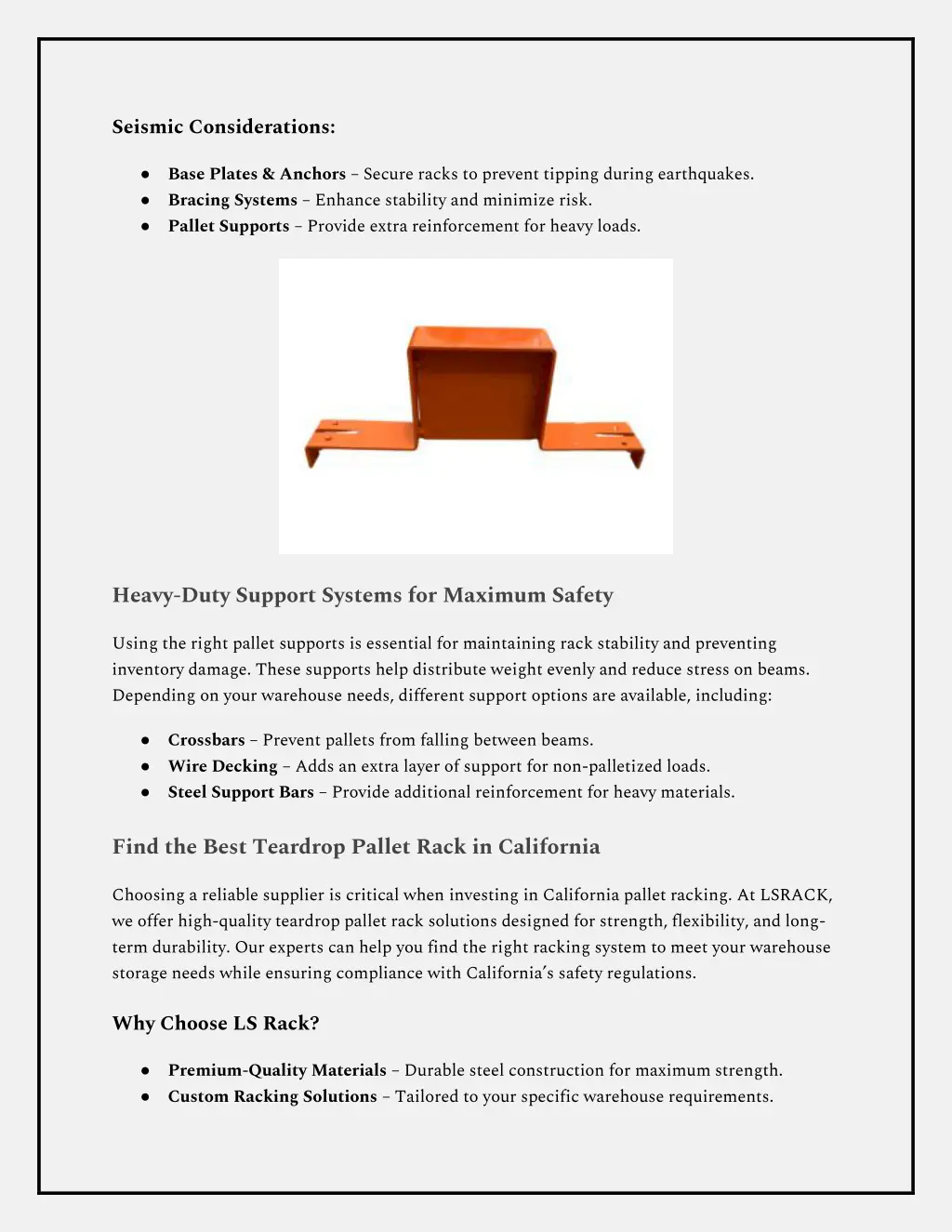 seismic considerations