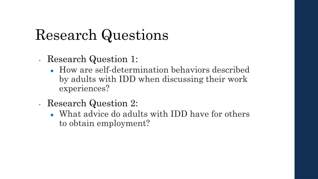 research questions